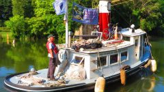Wooden Tugboat from Vermont Seen on Erie Canal